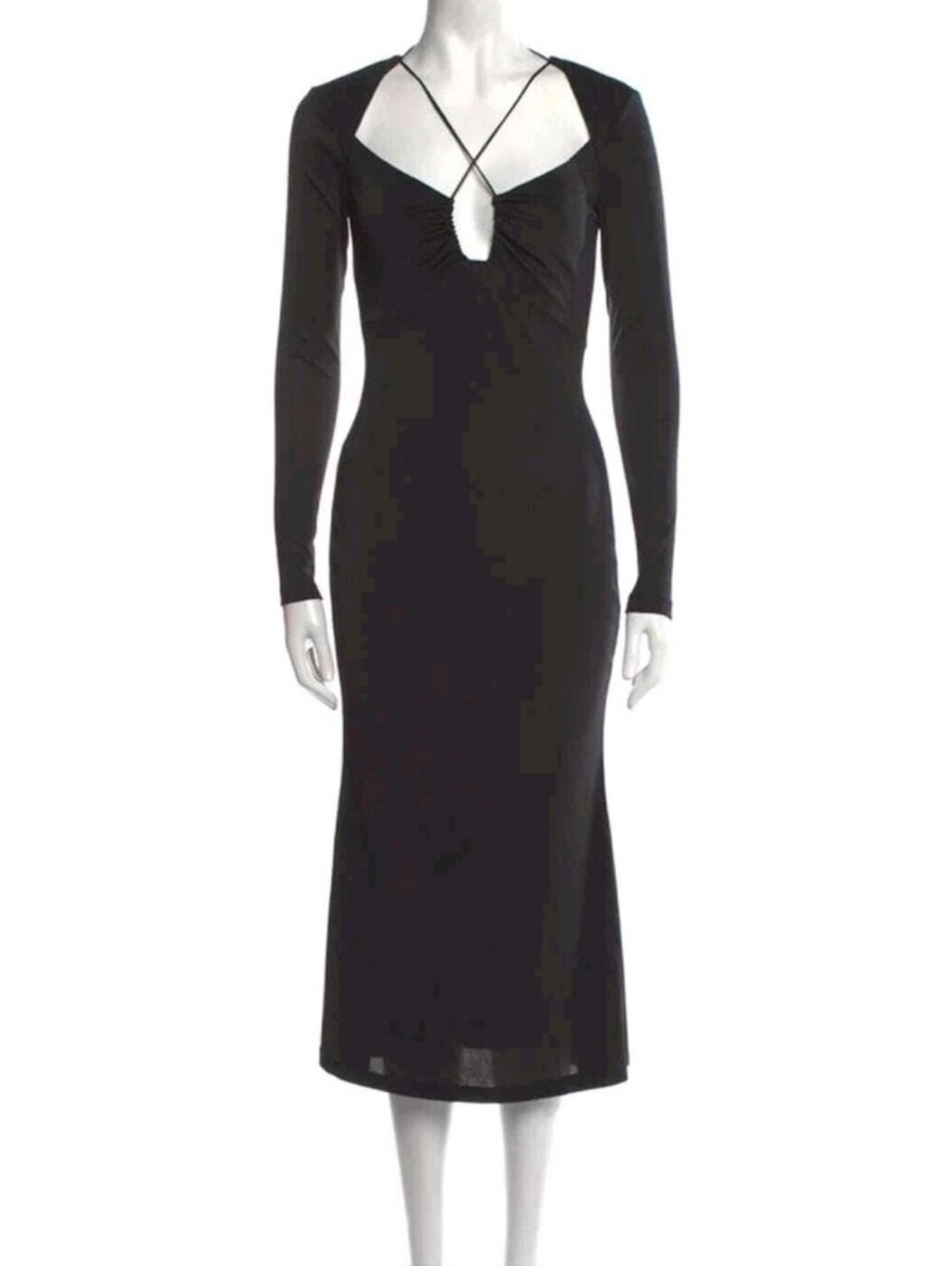 Jason Wu Women's Black Long Sleeve Maxi Length Dress Size Large Cutout Goth Boho